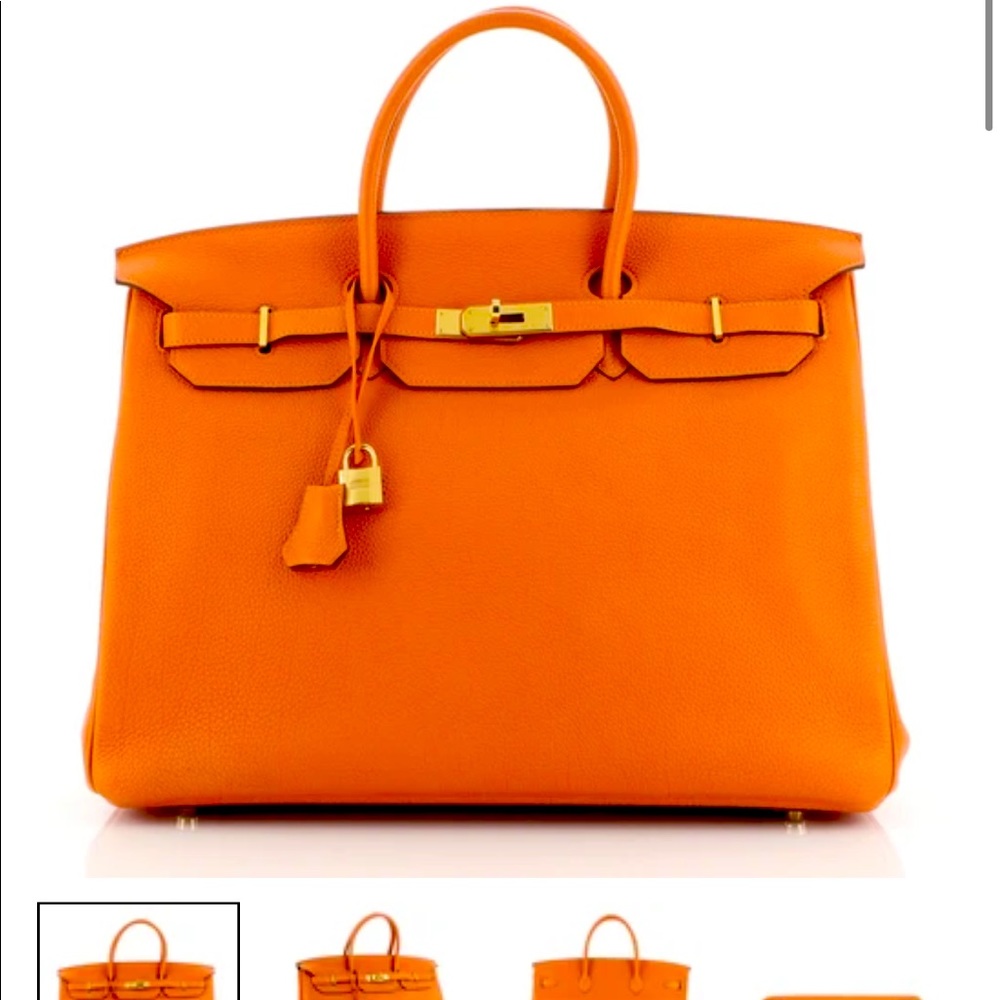 Birkin Handbag Orange Togo with Palladium Hardware